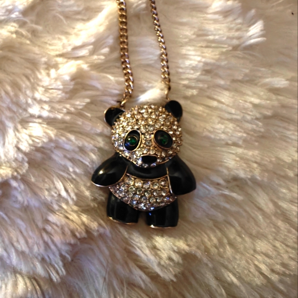Betsy Johnson Panda Pendant Necklace.